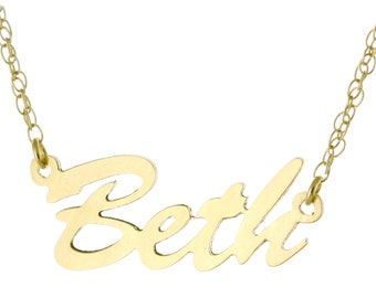 14k Yellow Gold Clad 925 Sterling Silver Personalized Custom Made Any Nameplate Pendant Necklace Script Font