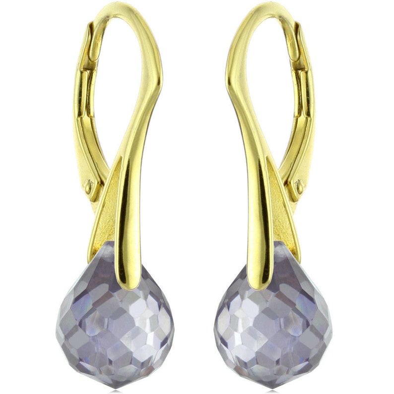 14k Gold Over 925 Sterling Silver Natural Briolette Lavender Amethyst Earrings