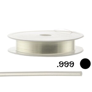 May include: A spool of silver-colored wire on a white plastic spool. The wire is .999 fine silver.