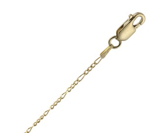 1.8mm Diamond Cut Figaro Chain Necklace, Bracelet, Anklet in 14k Yellow Gold Over 925 Sterling Silver 7"- 36"