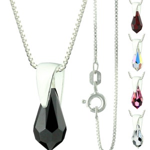 925 Sterling Silver Faceted Chandelier Swarovski Crystal Pendant Necklace