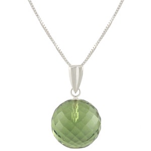 925 Sterling Silver Natural Faceted Ball Green Amethyst Quartz Pendant Necklace