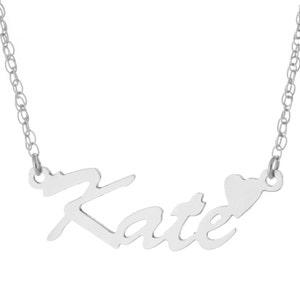 925 Sterling Silver Personalized Custom Made Any Nameplate Pendant Necklace With Heart