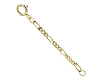 14k Solid Yellow Gold 1.9mm Figaro Chain Extender 1&quot; to 10&quot;
