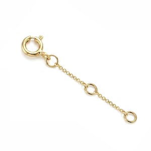 14k Solid Yellow Gold 1mm Cable Chain Extender With additional Jump rings 1" 2" 3" image 2
