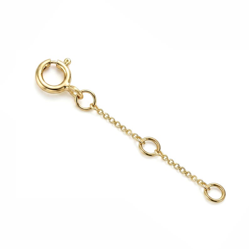 14k Solid Yellow Gold 1mm Cable Chain Extender With additional Jump rings 1" 2" 3" image 2