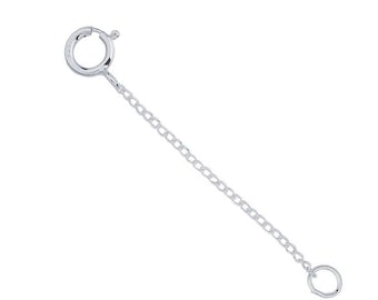 14k Solid White Gold 0.8mm Curb Chain Extender 4mm Spring Ring 1&quot; to 10&quot;