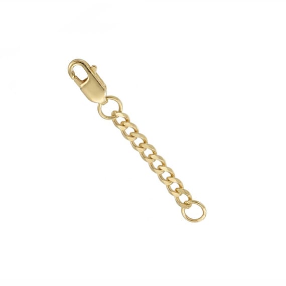 14k Solid Yellow Gold 2mm Curb Cuban Chain Extender 1" to 5" Lobster Clasp