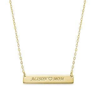 Gold Bar Necklace Nameplate Kim Kardashian Mothers Engraved Children's Name Personalized Custom necklace Monogram Silver Celebrity Style image 2