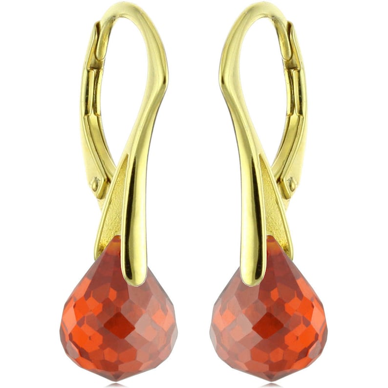 14k Gold Over 925 SterlingSilver Natural Briolette Onion Orange Quartz Earrings