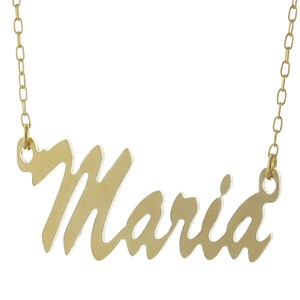 Script Font 925 Sterling Silver Personalized Any Name Plate Pendant Necklace - Nameplate Necklace