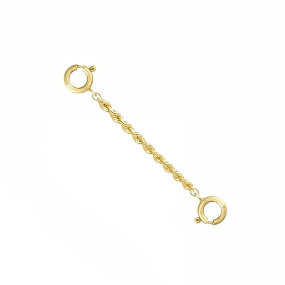 14k Solid Yellow Gold 1.5mm Italian Diamond Cut Rope Chain Extender Chain Guard 1 to 10 Spring Ring at Each End Etsy