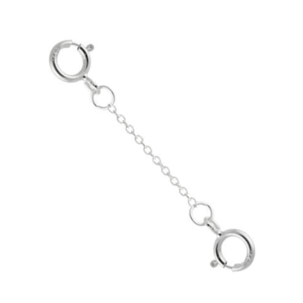 14k Or Blanc Massif 1mm Câble Chain Extender 1"à 10 », Anneau de ressort à chaque extrémité