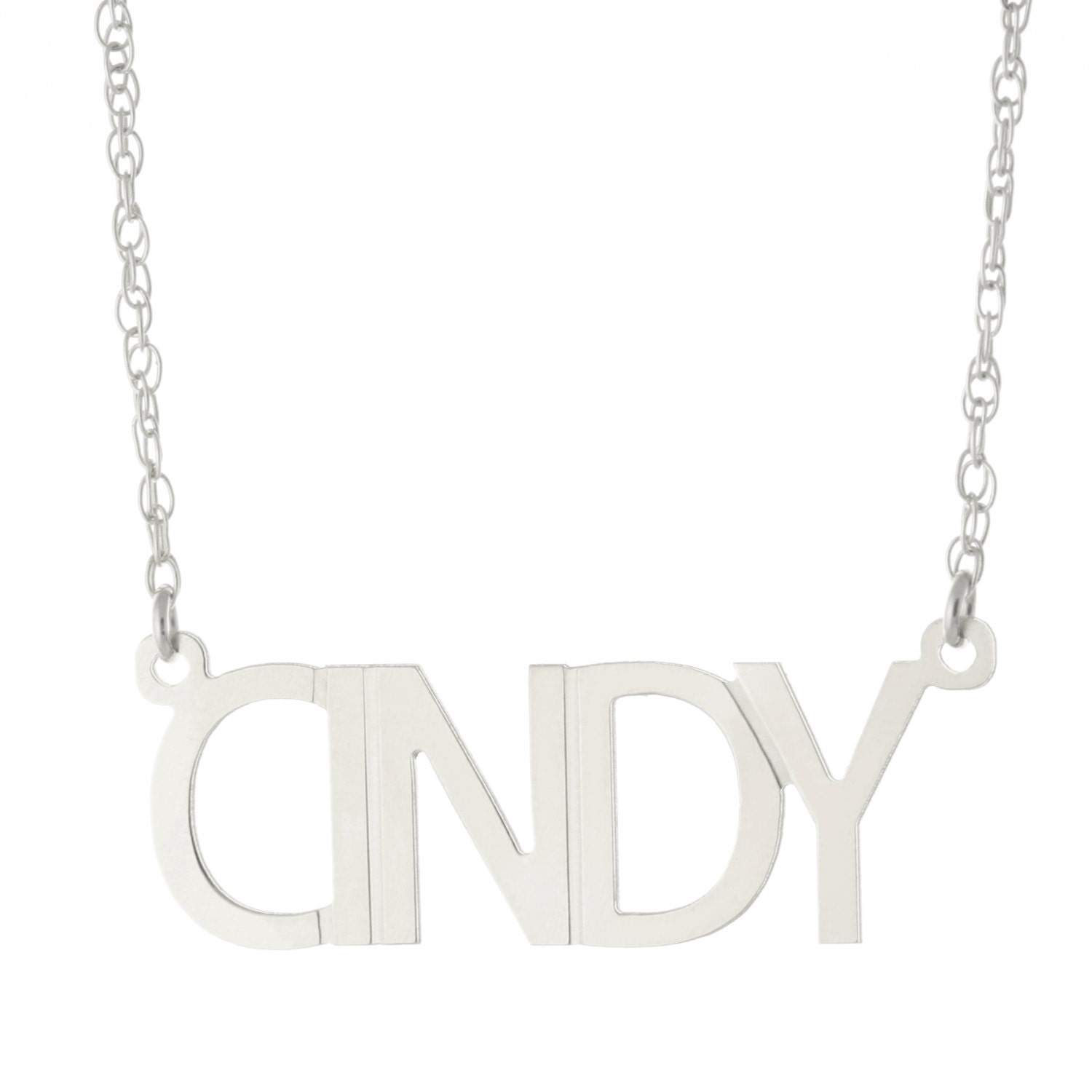 14k White Gold Clad 925 Sterling Silver Personalized Custom Made Any Nameplate Pendant Necklace Ellen Style