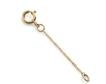 14k Solid Yellow Gold 0.9mm Rope Chain Extender Spring Ring 1" to 10"