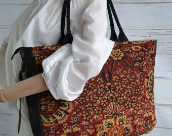 Carpet Hobo Bag: Leather Detail, Large Travel Tote