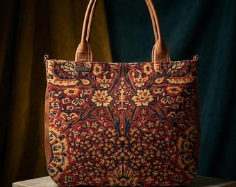 Carpet Tote Bag: Vintage Carpet Pattern Travel Shoulder Bag