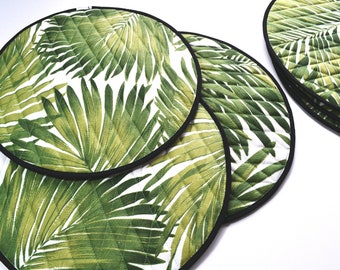 Palm placemats, (last 3 one) Dinnerware set, Lunch, Kitchen, Housewarming Gift, Napkins, Breakfast set, round mats, summer mats