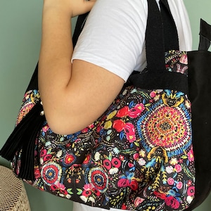 Sac à motif brodé, sac de professeur, sac à bandoulière, sac hobo, sac cartable, sac fourre-tout, sac de voyage, sac en tissu, sac de vacances,