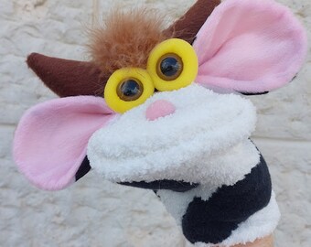 Cow Sock Puppet, Puppets for Boys and Girls,  Theater Show, Soft cow Doll, Farm Animals Hand Puppet, Children Activity, Preschool Toys