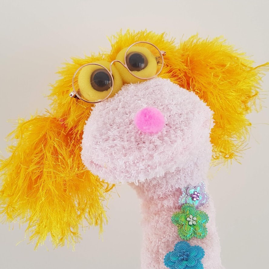 Sock Puppet Girl with Facial Expressions Etsy