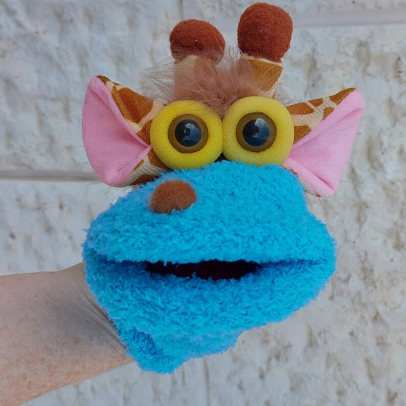 Turquoise Sock Puppet Giraffe, The Kids Presents, Soft Toy For Kids, The Toddler, Animal Toy, Birthday Gift image 2