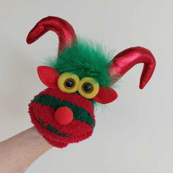 Marionnette chaussette dragon, fabrication professionnelle, marionnettes  uniques faites à la main, cadeau de couleurs de Noël -  France