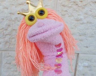 Princess Handmade Sock Puppet , Princess Birthday Gift, Bed Time Story Puppet, Birthday Gift For Girls, Princess Party