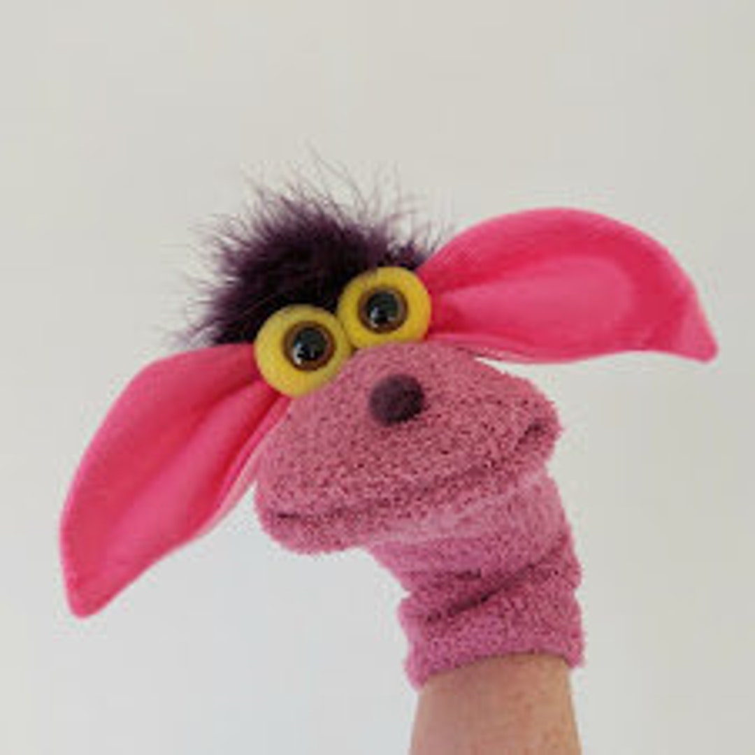 Pink Sock Dog Puppet Unique Handmade Puppet Sock Puppets With Etsy