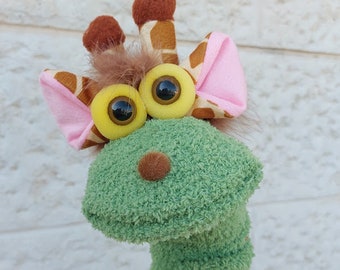 Marionnette chaussette girafe moutarde jaune, poupée professionnelle  animale, marionnettes à main faites à la main pour les filles, jouets  éducatifs pour les enfants -  France