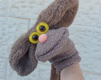 Dog Handmade Sock Puppet with Facial Expressions, Educational toys for kids ,Animal doll,