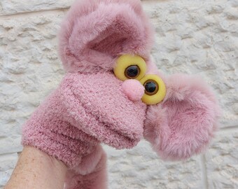 Pink Soft Monkey Hand Puppet, Kindergarten Cute Puppets Theater Show, Soft doll for children,