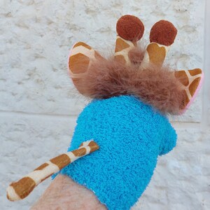 Turquoise Sock Puppet Giraffe, The Kids Presents, Soft Toy For Kids, The Toddler, Animal Toy, Birthday Gift image 4