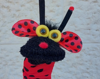 Marioneta de calcetín de mariquita, expresiones faciales, juguete de insecto suave, regalo para niños, regalo para niñas, regalo de cumpleaños para niños