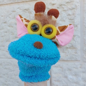 Turquoise Sock Puppet Giraffe, The Kids Presents, Soft Toy For Kids, The Toddler, Animal Toy, Birthday Gift image 6