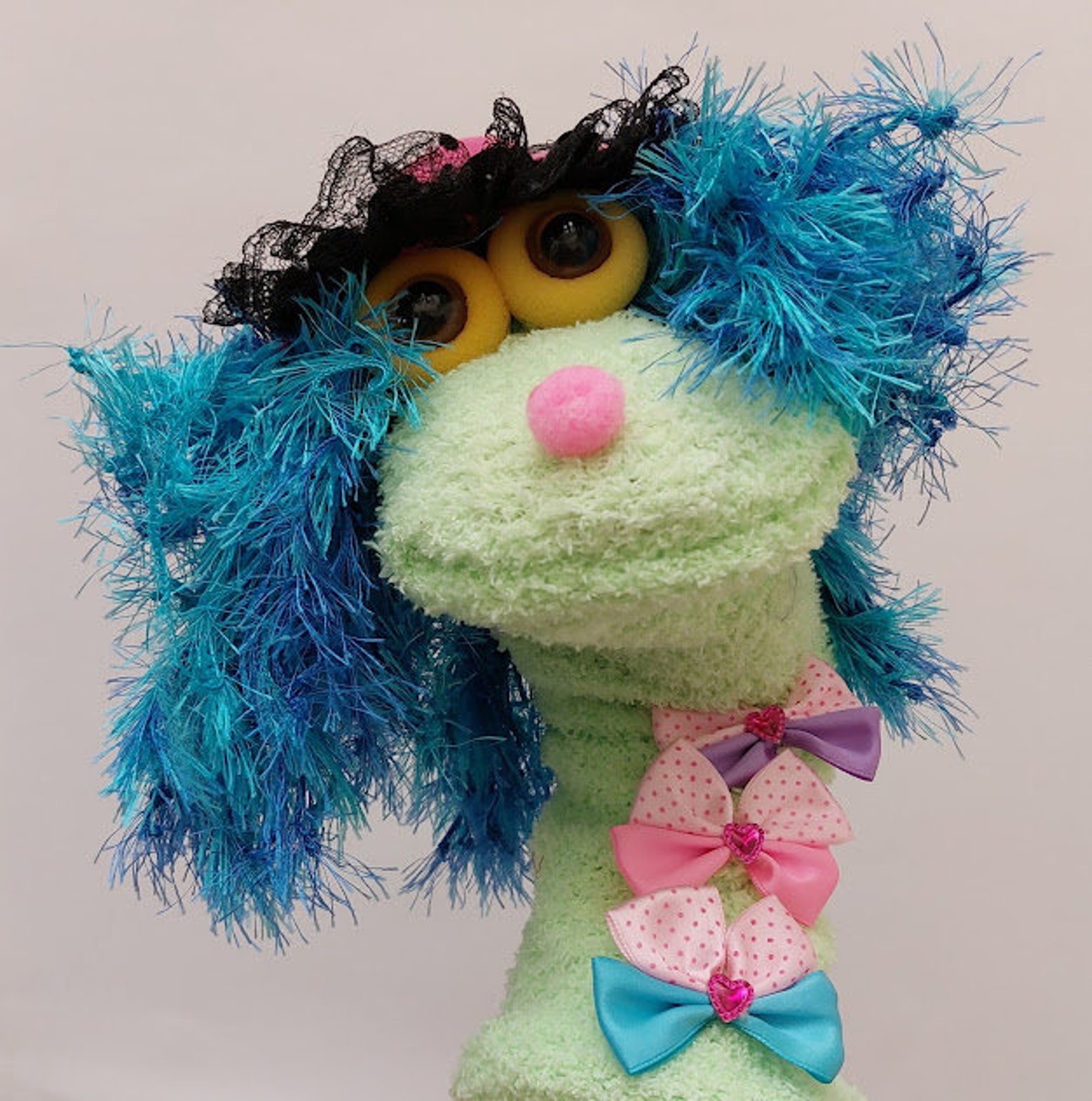 Professional Handmade Lady Sock Puppet With a Hat Long Sock Etsy