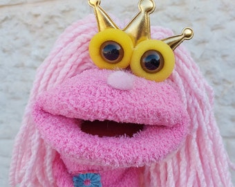 Princess Handmade Sock Puppet , Puppet With Tiara, Bed Time Story Puppet, Birthday Gift For Girls