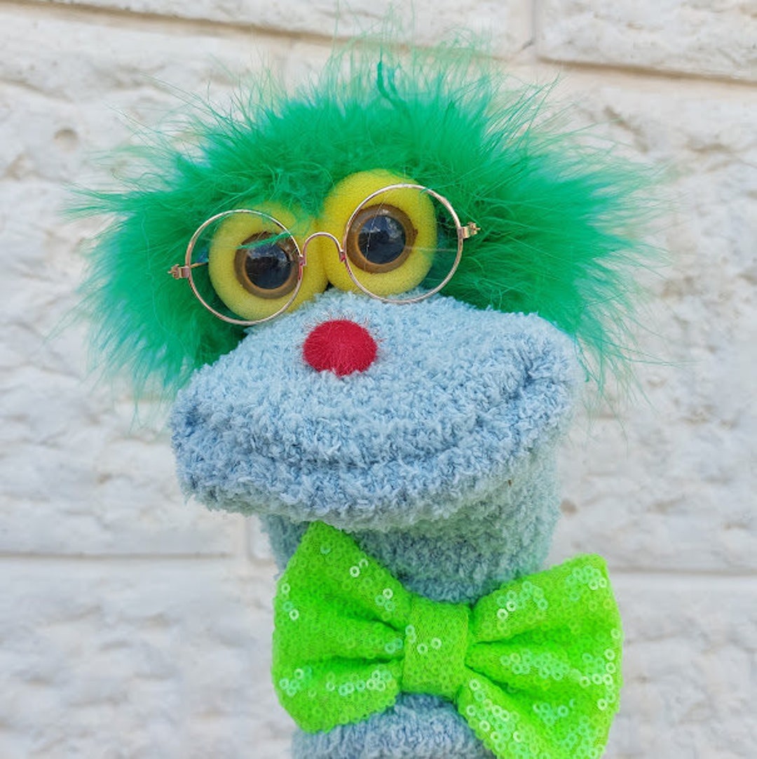 Spectacles Puppet Sock Puppet With Glasses , Gift for Children, Gift for Preschool ...