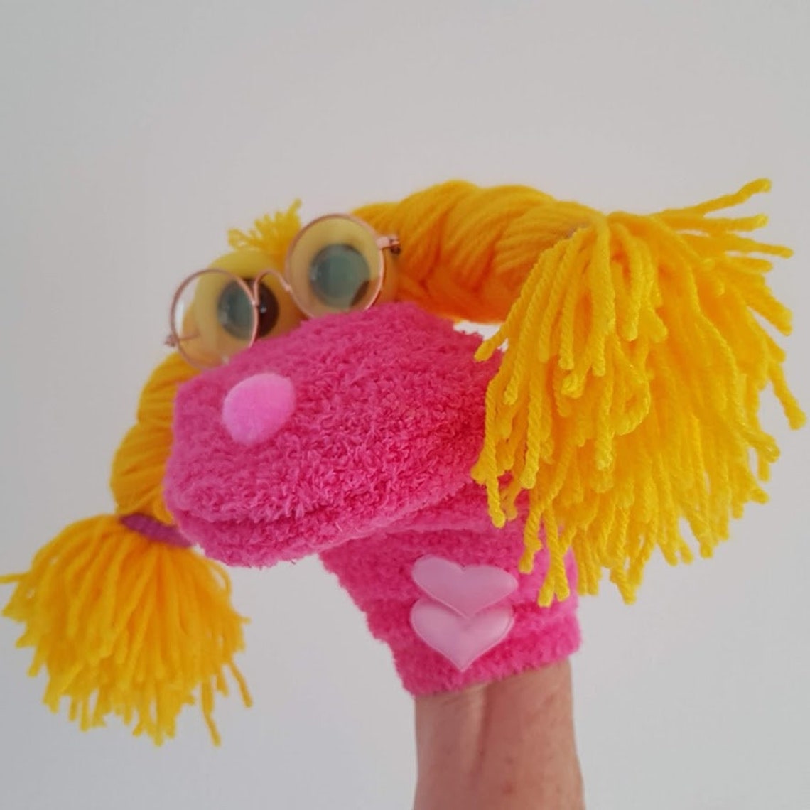 Girl Sock Puppet with Glasses TheaterPuppets Professional Etsy