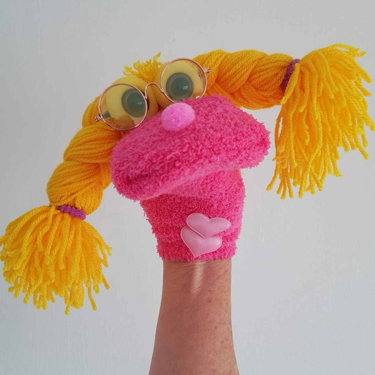 Girl Sock Puppet with Glasses TheaterPuppets Professional Etsy