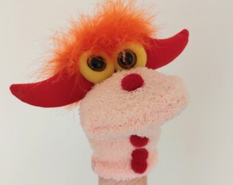 Light Pink Dragon Sock Puppet, Theater Puppets, Professional Stage Ideas, Kindergarten Cute Puppets Show, Movable Mouth