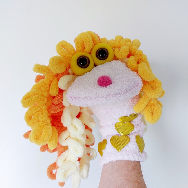 Curly Hair Sock Puppet Girl Hand Puppet Gift for Children Etsy