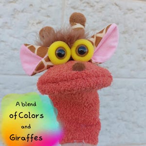 Orange/Rusty color Giraffe Sock Puppet for Toddlers Theater Show, Soft Hand Puppet for Kids Birthday Gift