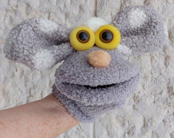 Soft Gray Sheep Sock Puppet, Farm Animals Hand Puppet, Made For Stories Tellers, Lamb Doll,