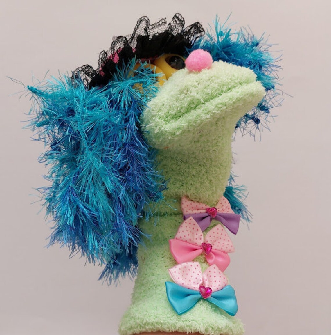 Professional Handmade Lady Sock Puppet With a Hat Long Sock Etsy