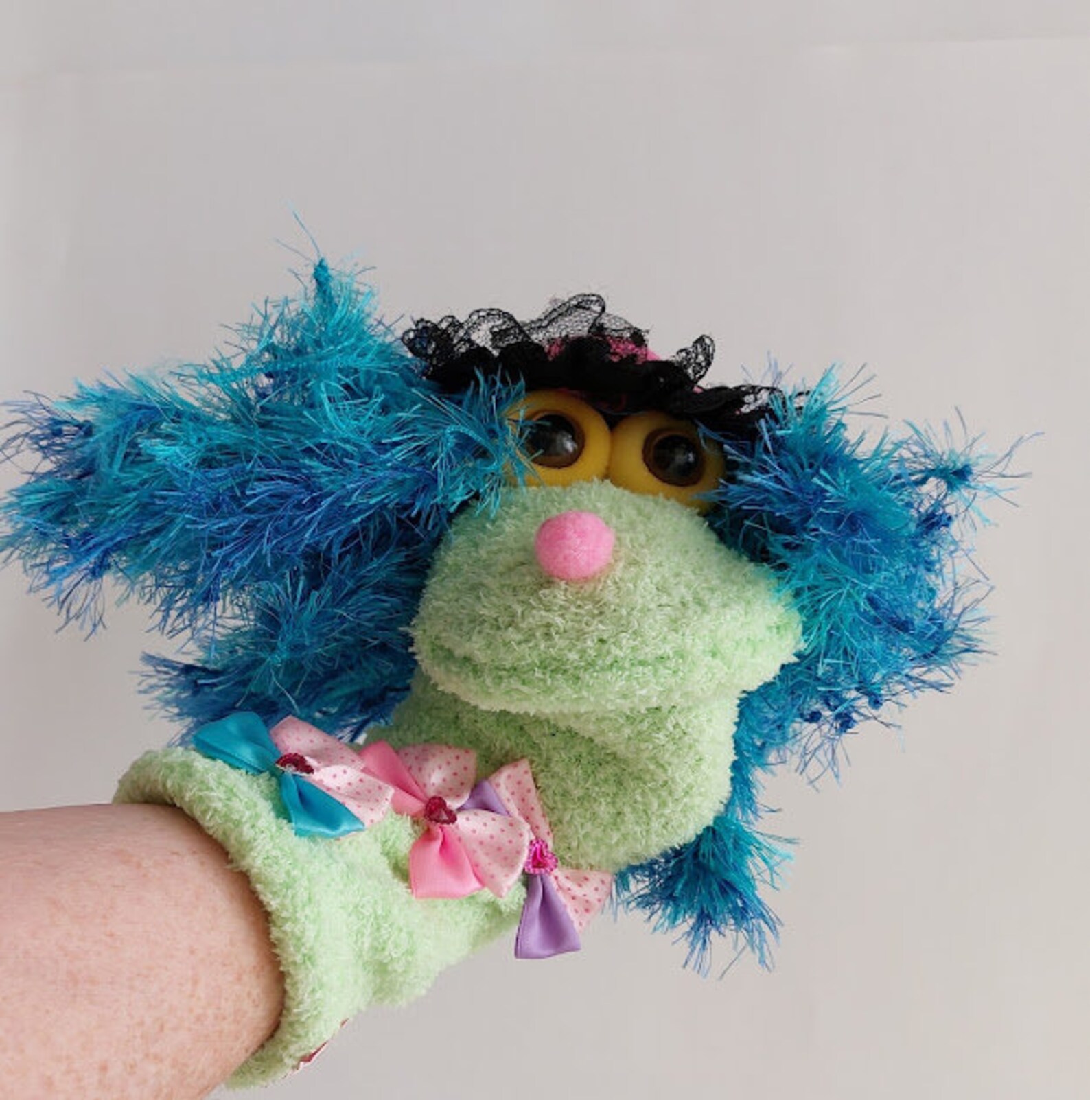 Professional Handmade Lady Sock Puppet With a Hat Long Sock Etsy