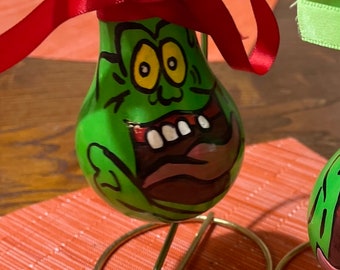 Hand painted Slimer lightbulb ornament