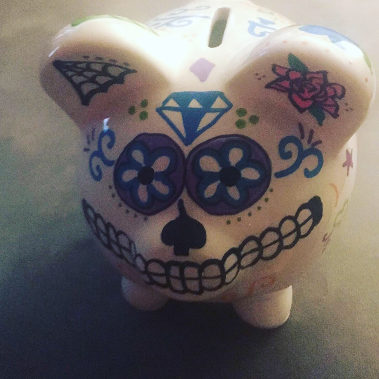 Handpainted Sugar Skull Piggy Bank Etsy