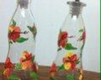 Hawaiian Flower Curvy Oil and Vinegar set