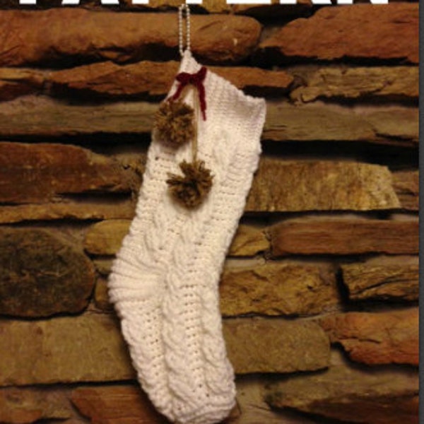 PATTERN Crocheted Christmas stocking pattern, christmas stocking, crochet pattern, christmas stocking pattern, cable knit, crochet cable